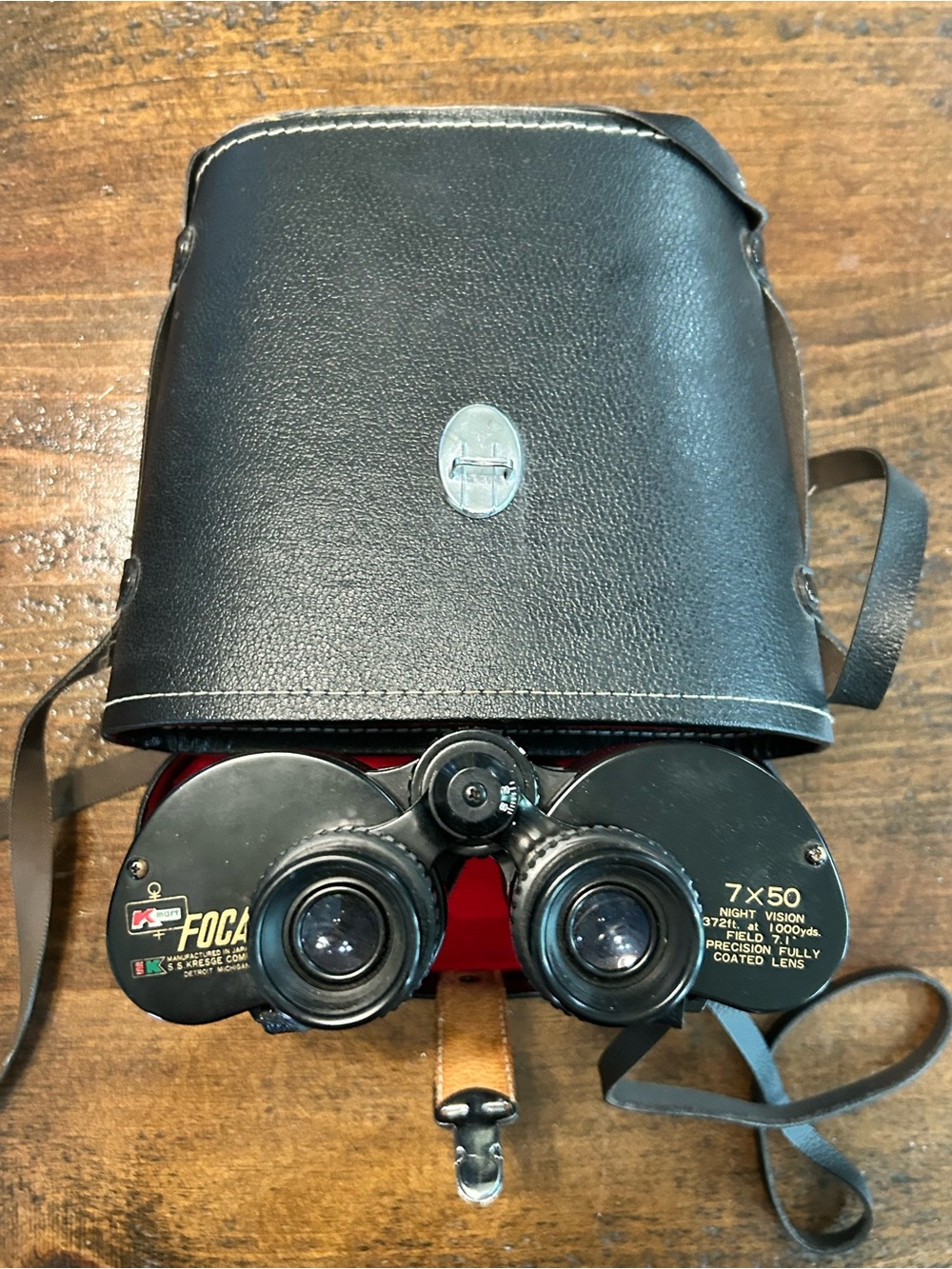 Focal 7x50 Porro Prism Binoculars Coated Lenses Night Vision Black w/ Case